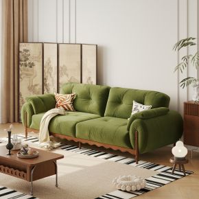 法式复古风沙发 双人位沙发 布艺沙发 实木沙发